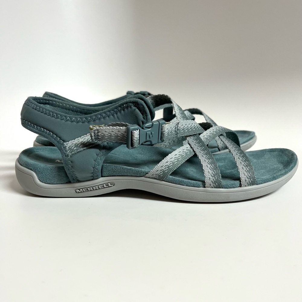 Merrell Size 7 Sandals District Muri Lattice Trooper Blue Gray Woven Straps